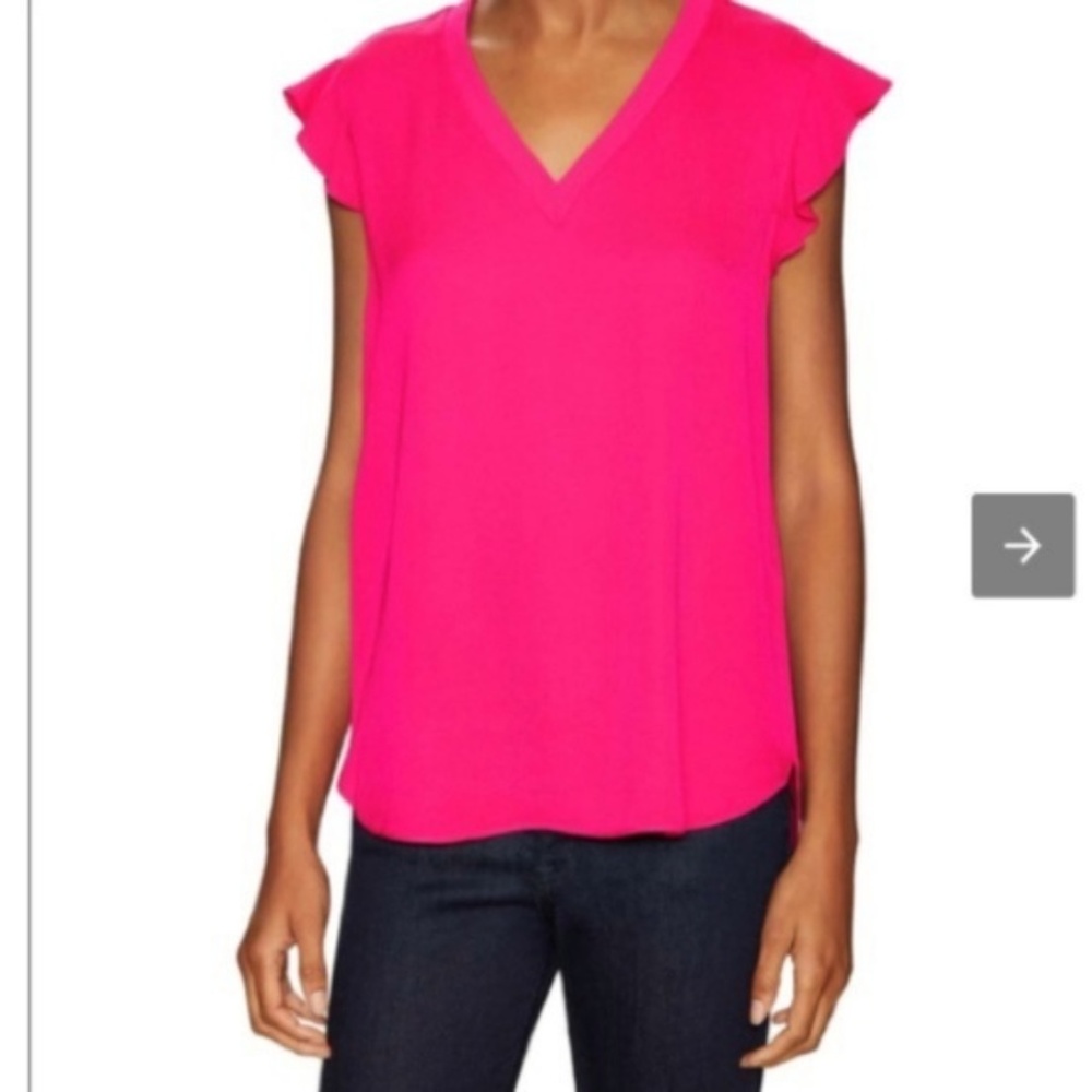 Kate Spade Crepe Pink Vneck Flutter Sleeve Top D75